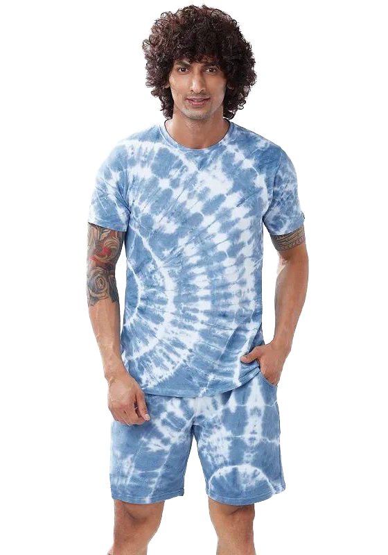01-Tie-Die-White-BG.jpg Men’s Oversize Cotton Tie Dye Sky Co-Ord Set - Image 1