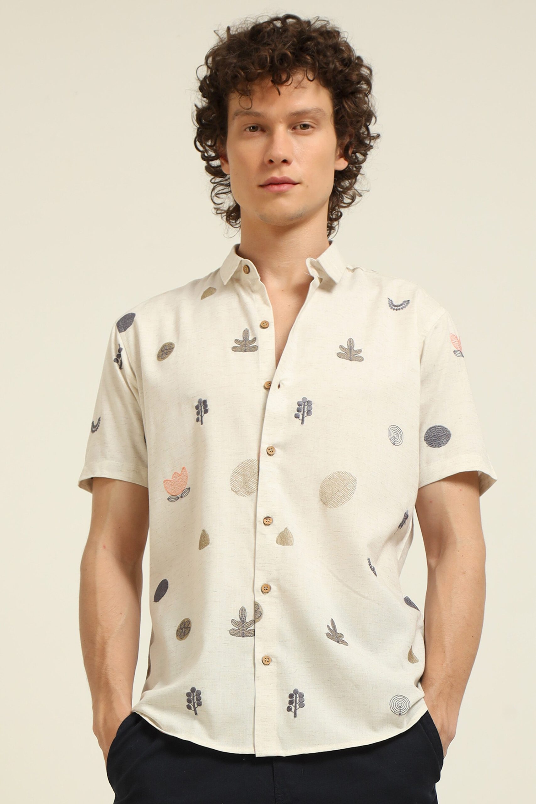 01_0c10ec7a-8710-41fd-98f6-f87b2e6f2c42-scaled-1.jpg All-Over Embroidered Beige Half Sleeve Casual Shirt - Image 1