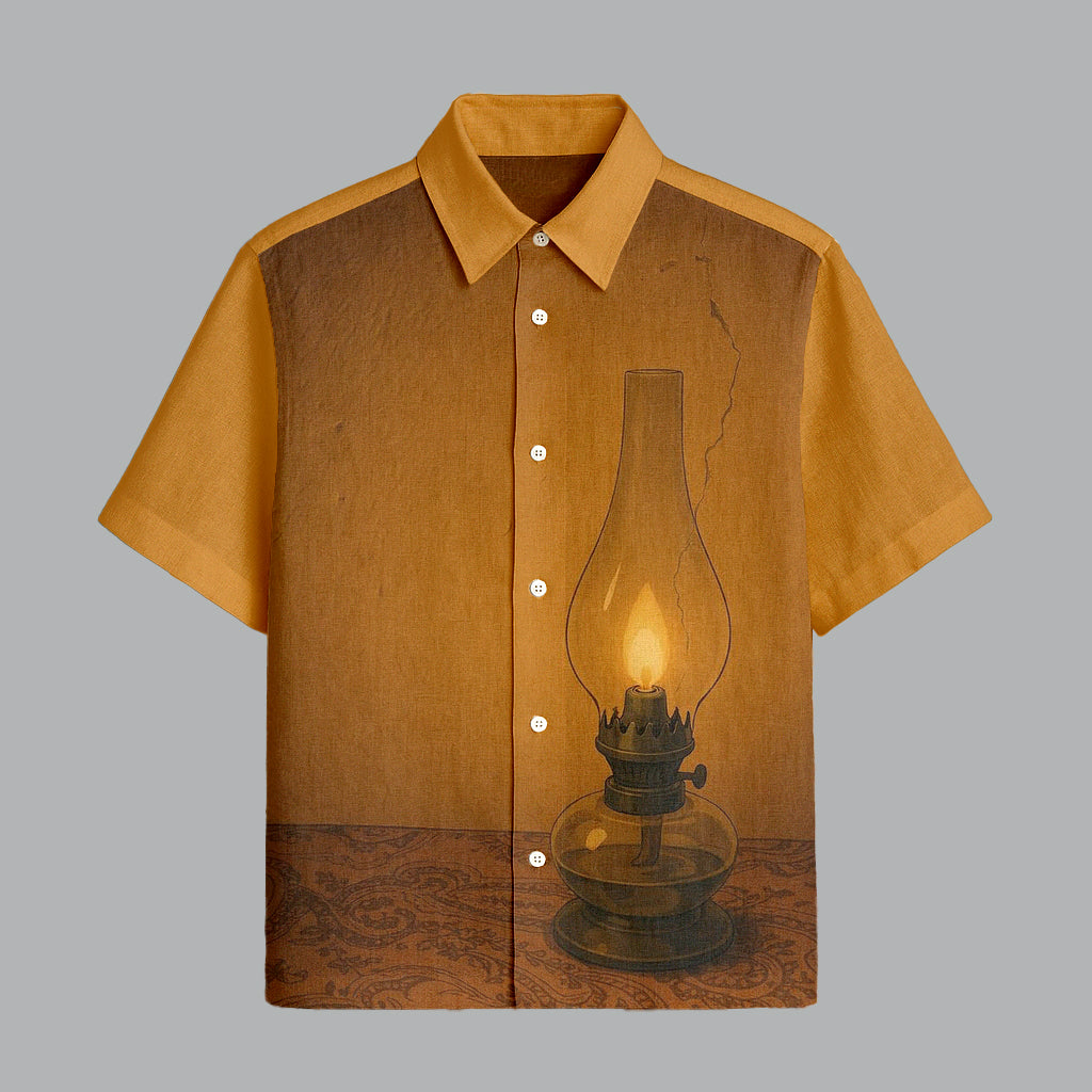 131.jpg Mustard Stylish Printed Half Sleeve Shirt for Men Summer Ready Look - Image 1