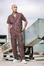 Jacquard Pinstripe Textured Korean Streetwear Co-ord Set - Image 2