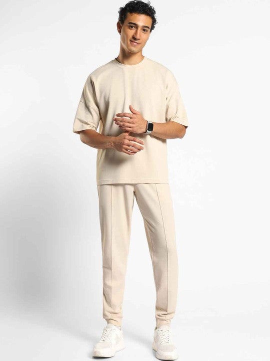 1a9f973e-c330-4506-9e8a-0bc110c055dd1688962122688NoberoMosesPopcornTexturedCo-ordSet1.jpg Textured Round Neck T-Shirt And Joggers - Image 1