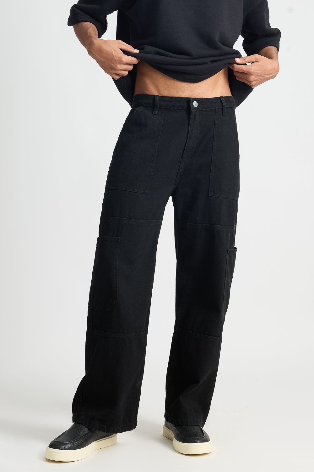 29march_1471-Edit.jpg Black Utility Patch Pocket Straight-Fit Denim Jeans - Image 1