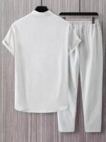 Plain Light Grey Mens Full Set Trouser And Shirt Half Sleeves - Image 2