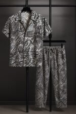 Black Scratch Men’s Casual Half Sleeve Shirt and Trouser Co-ord Set