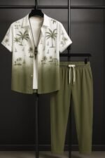 Green Shady Men’s Casual Half Sleeve Shirt and Trouser Co-ord Set