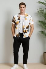 Yellow Leaf Men’s Casual Half Sleeve Shirt and Trouser Co-ord Set - Image 2