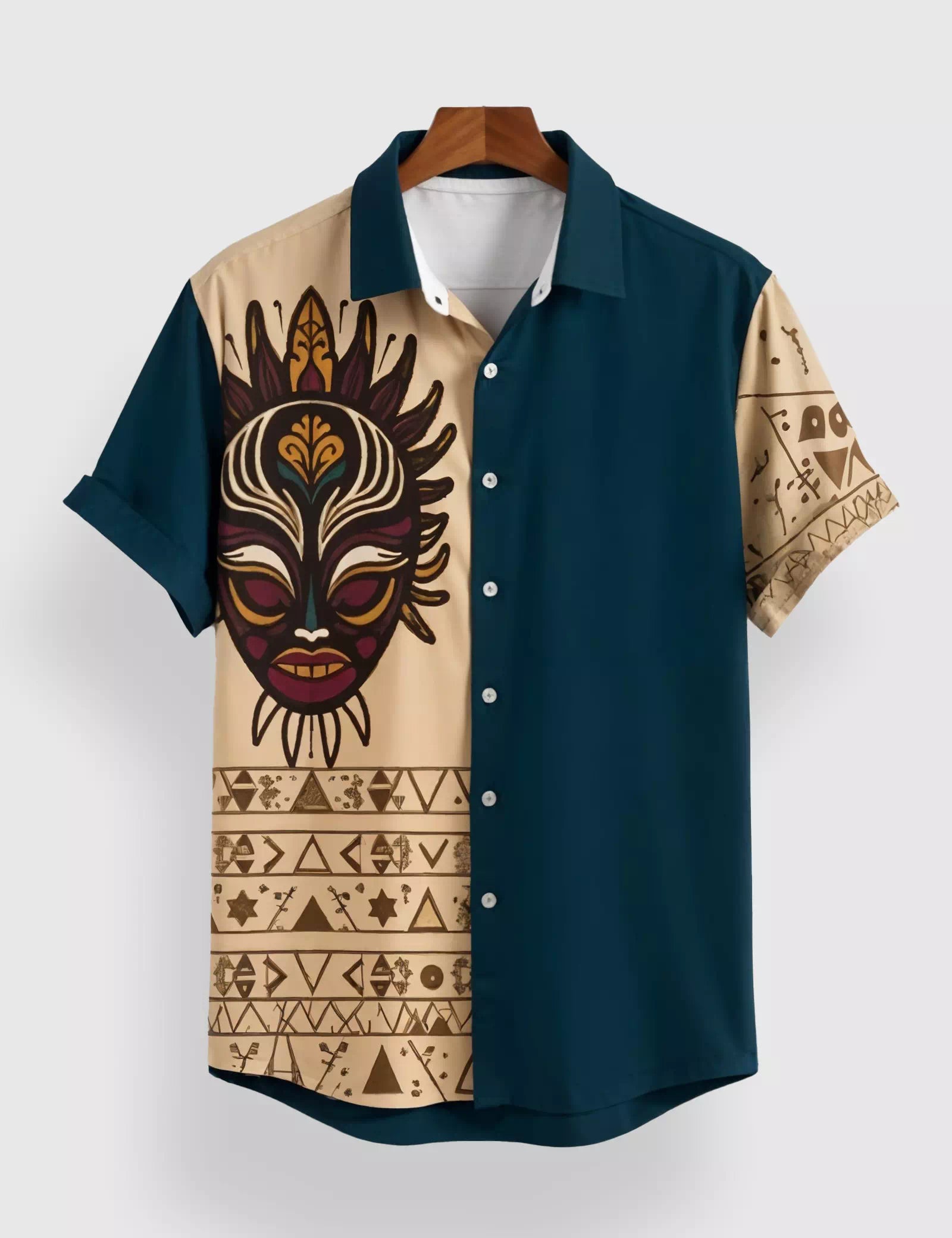 CreamFacemask_1.jpg Cream Facemask Designer Men’s Half Sleeves Printed Shirt Exclusive - Image 1