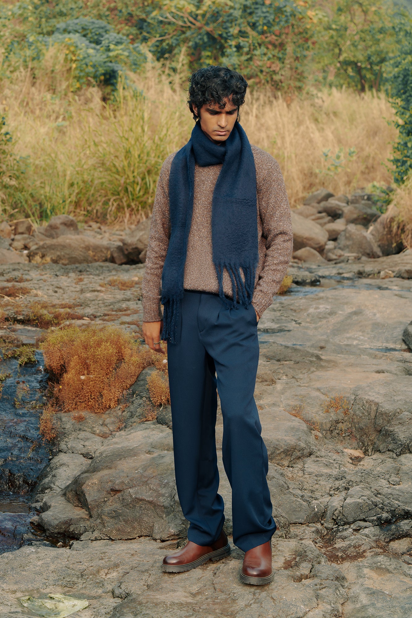 MENS102697.jpg Silent Navy Adjustable Waist Korean Straight Pants for Men - Image 1