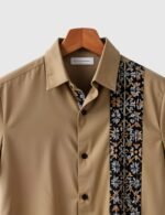 Peach Straight Line Men’s Half Sleeves Printed Shirt Exclusive - Image 2