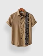 Peach Straight Line Men’s Half Sleeves Printed Shirt Exclusive