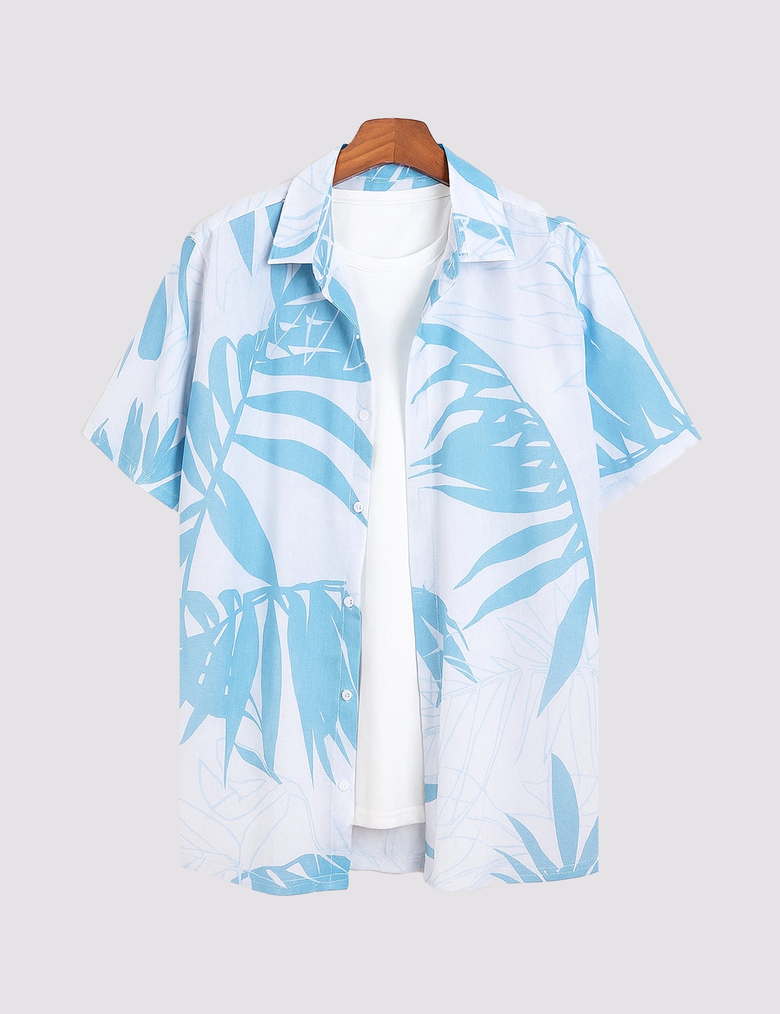 ST_WT_LEAF_1.jpg White Leaf Men’s Half Sleeve Casual Printed Shirt - Image 1