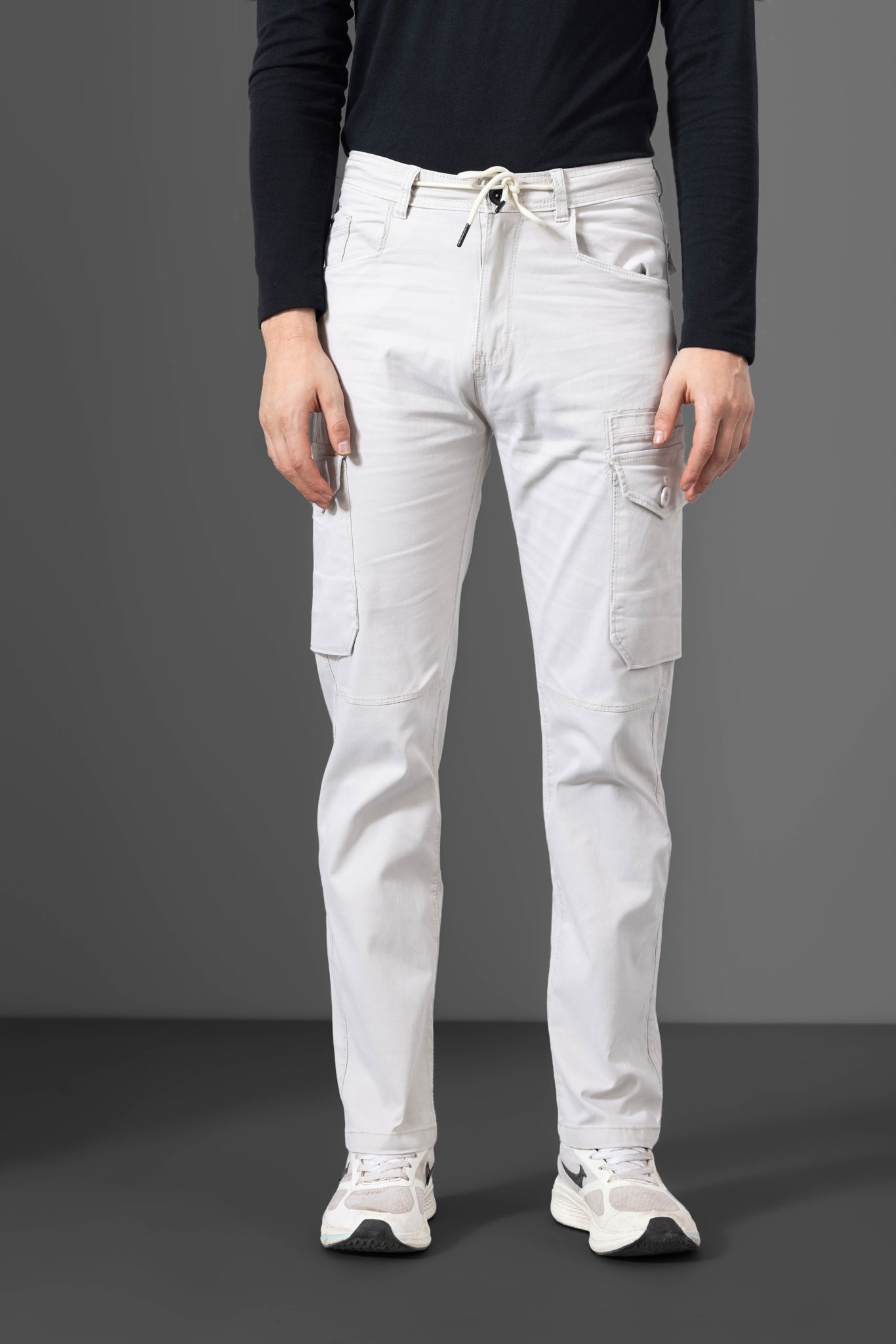 ZHP_6670.jpg Cream Utility Cargo Pants for All-Day Comfort - Image 1